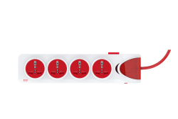 QUADRO 4+1 SPIKE GUARD with master switch  indicator  safety shutter  International sockets & surge